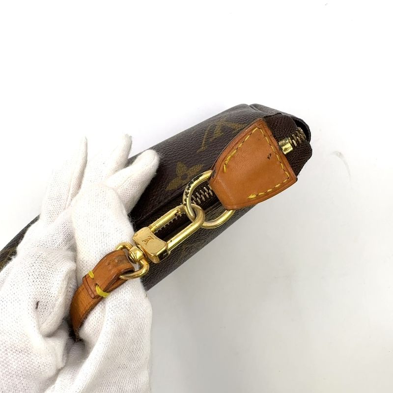 Louis Vuitton Pochette Accessoire Monogram Leather X PVC Brown Handbag Gold