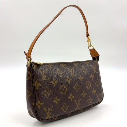 Louis Vuitton Pochette Accessoire Monogram Leather X PVC Brown Handbag Gold