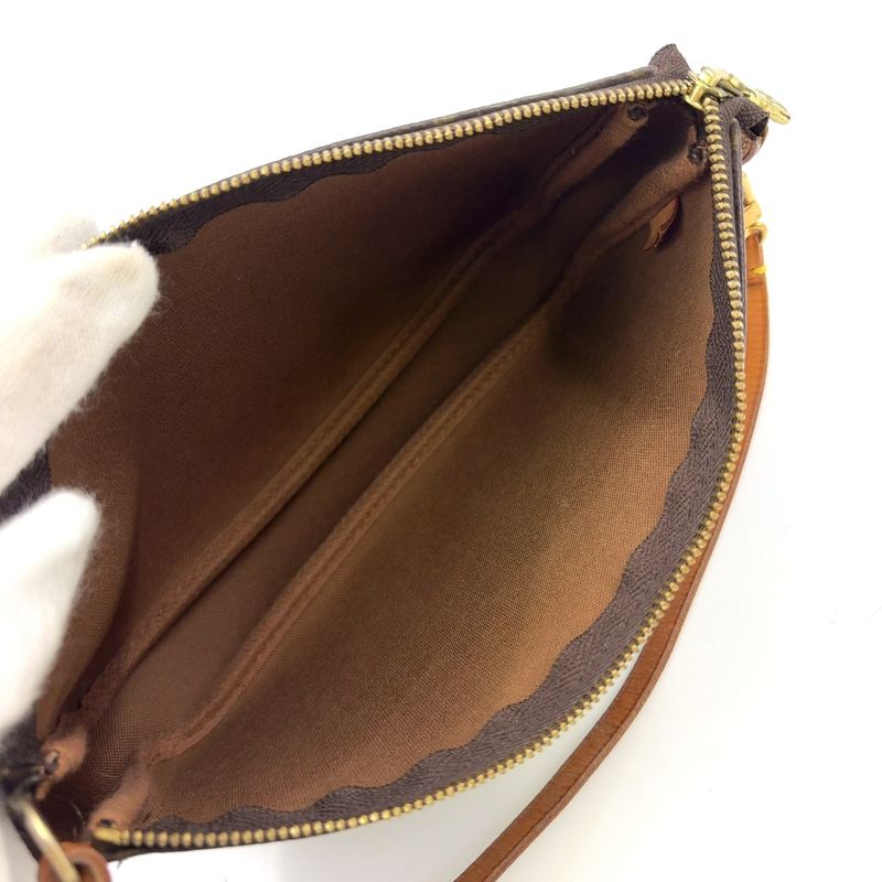 Louis Vuitton Pochette Accessoire Monogram Leather X PVC Brown Handbag Gold