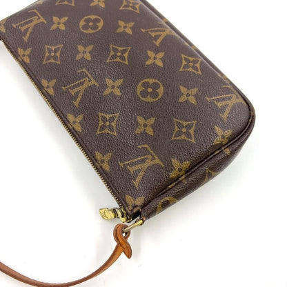 Louis Vuitton Pochette Accessoire Monogram Leather X PVC Brown Handbag Gold