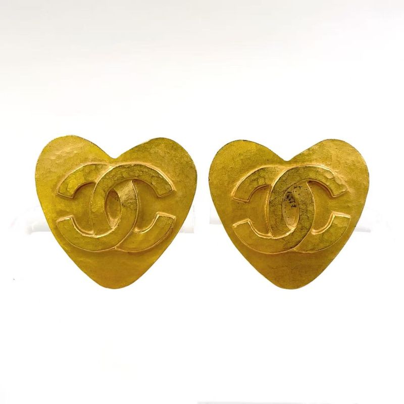 Chanel Coco Mark Heart GP Gold Earrings