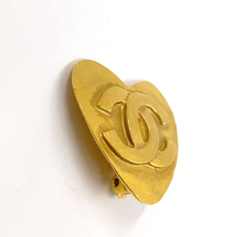 Chanel Coco Mark Heart GP Gold Earrings
