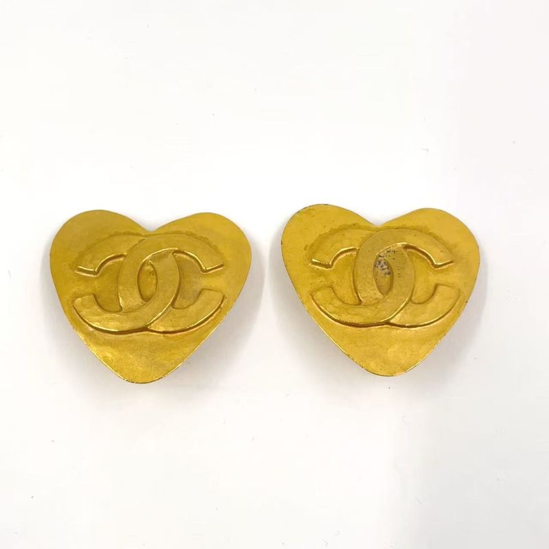 Chanel Coco Mark Heart GP Gold Earrings