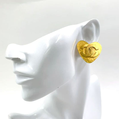 Chanel Coco Mark Heart GP Gold Earrings