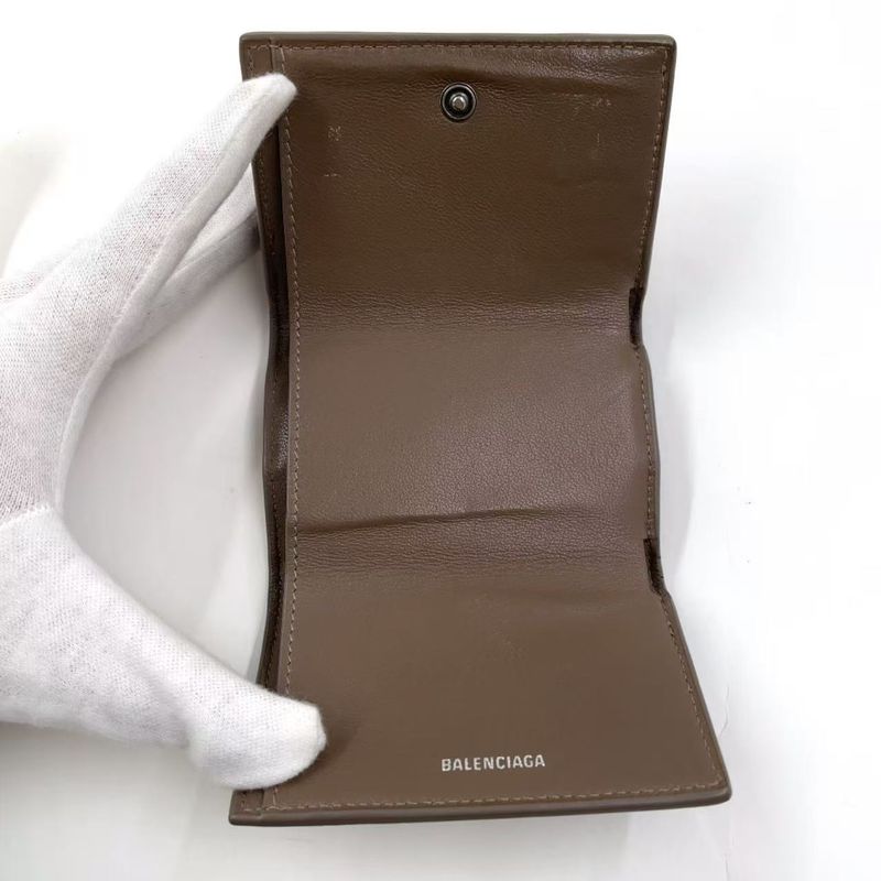 Balenciaga Hourglass Croc Shape Purses Leather Gray Beige Wallet Silver