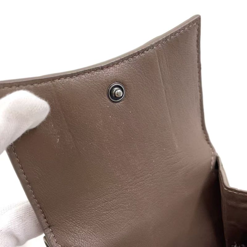 Balenciaga Hourglass Croc Shape Purses Leather Gray Beige Wallet Silver