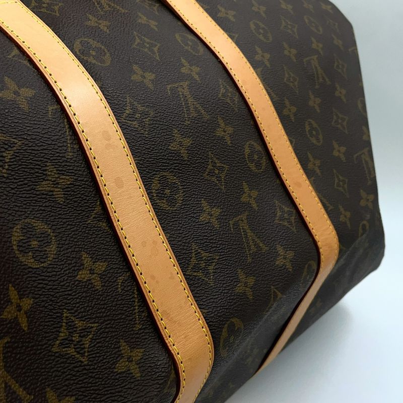 Louis Vuitton Keepall 55 Monogram Leather × PVC Brown Boston Bag Gold M41424