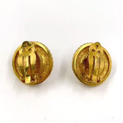 Chanel Pearl Motif One Side Logo Plate Broken GP Gold Earrings