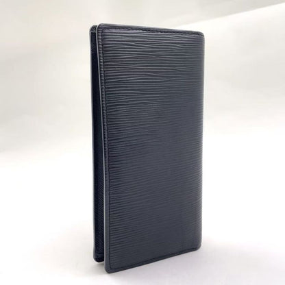 Louis Vuitton Portefeuille Brazza Epi RFID Compatible Leather Black Folded Long