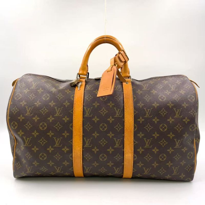 Louis Vuitton Keepall 50 Monogram Leather X PVC Brown Boston Bag Gold M41426
