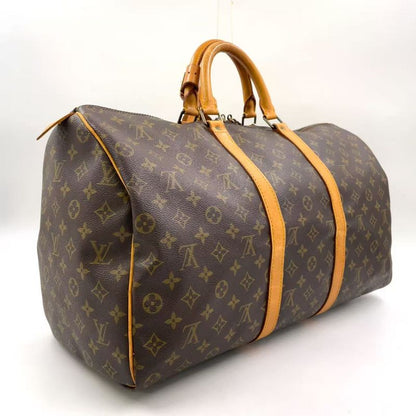 Louis Vuitton Keepall 50 Monogram Leather X PVC Brown Boston Bag Gold M41426