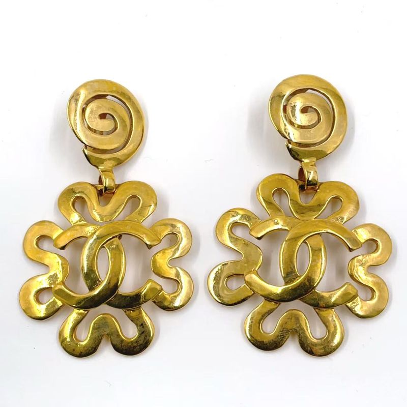 Chanel Coco Mark Flower GP Gold Earrings