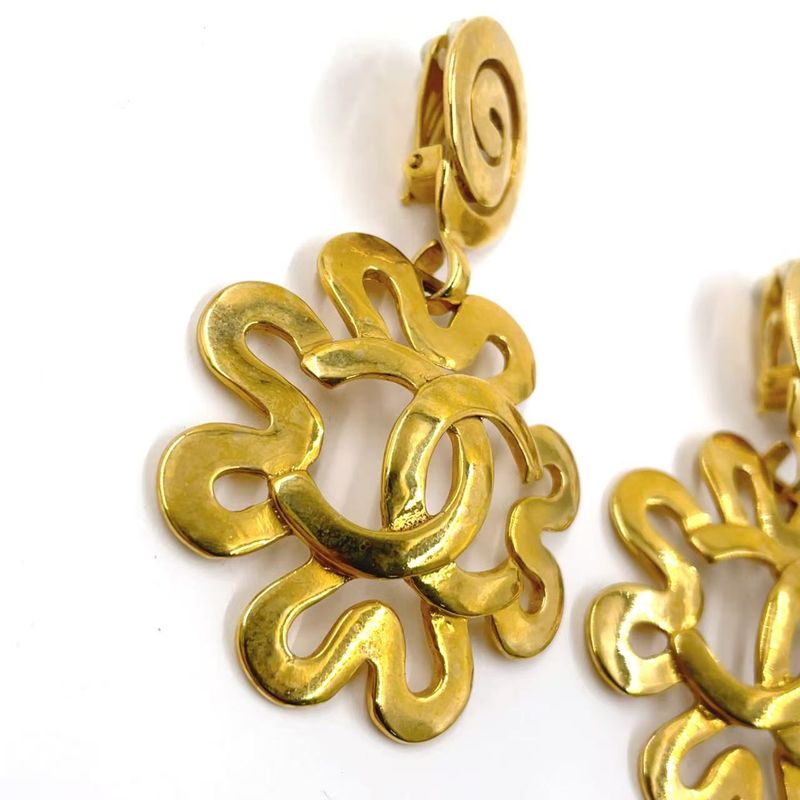 Chanel Coco Mark Flower GP Gold Earrings