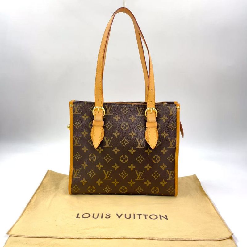 Louis Vuitton Popincourt O Monogram Leather × PVC Brown Tote Bag Gold M40007