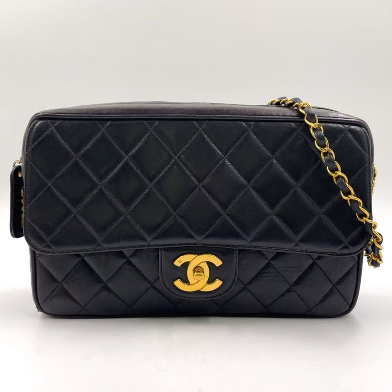 Chanel Matelasse Zipper Serial No 3 Lambskin Black Shoulder Bag Gold