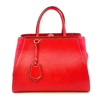 Fendi Toujours 2WAY Shoulder Leather Red Handbag Gold 8bh250-d7e