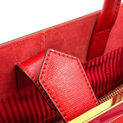Fendi Toujours 2WAY Shoulder Leather Red Handbag Gold 8bh250-d7e
