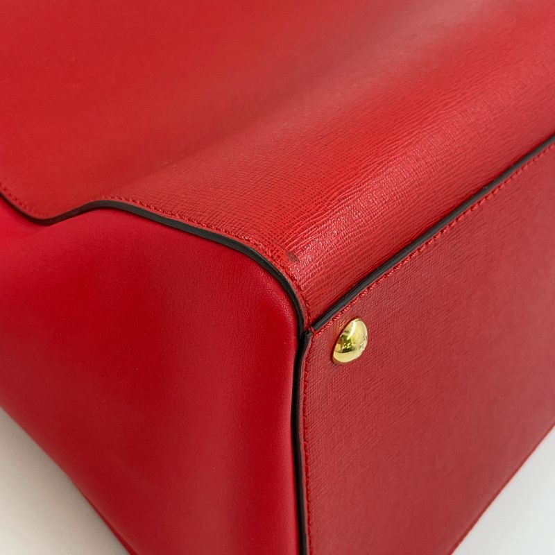 Fendi Toujours 2WAY Shoulder Leather Red Handbag Gold 8bh250-d7e