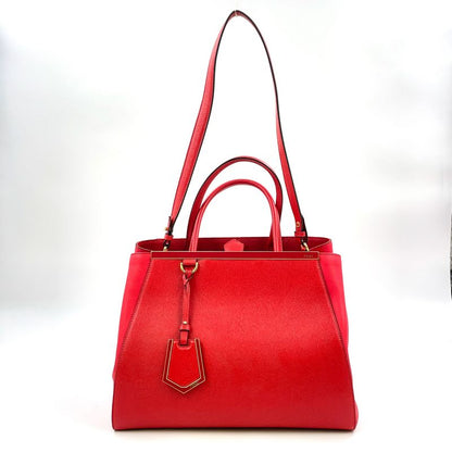 Fendi Toujours 2WAY Shoulder Leather Red Handbag Gold 8bh250-d7e