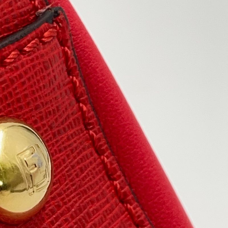 Fendi Toujours 2WAY Shoulder Leather Red Handbag Gold 8bh250-d7e