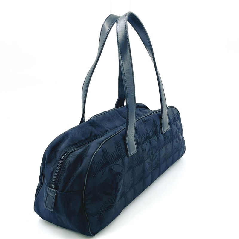 Chanel New Travel Line Mini Boston Bag Serial No 7 Nylon Black Handbag Black