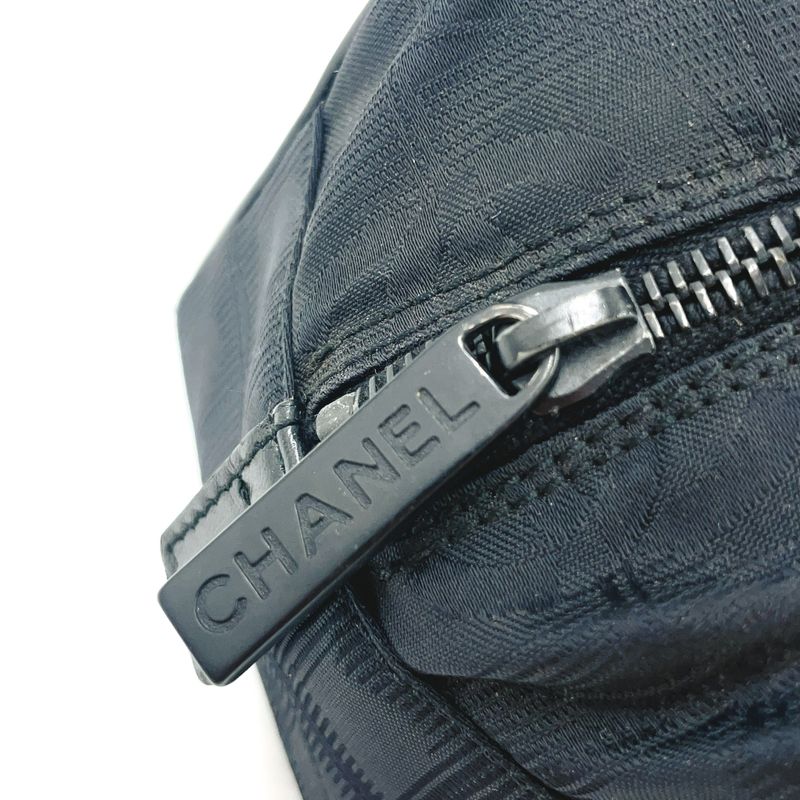 Chanel New Travel Line Mini Boston Bag Serial No 7 Nylon Black Handbag Black