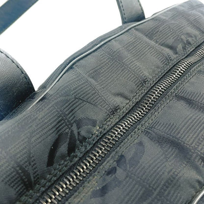 Chanel New Travel Line Mini Boston Bag Serial No 7 Nylon Black Handbag Black