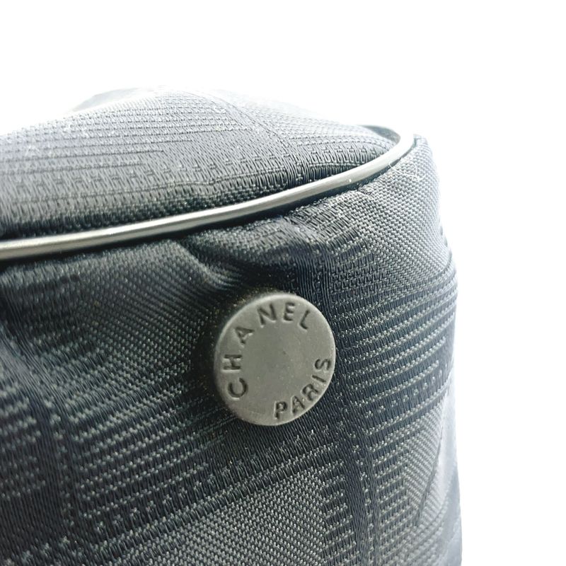 Chanel New Travel Line Mini Boston Bag Serial No 7 Nylon Black Handbag Black