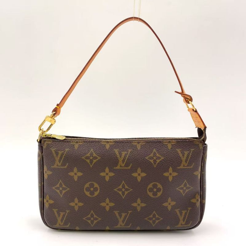 Louis Vuitton Pochette Accessoire Monogram Leather X PVC Brown Handbag Gold