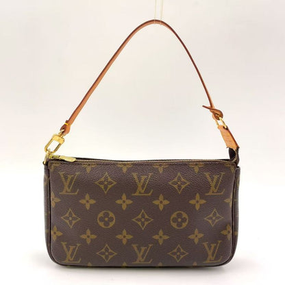Louis Vuitton Pochette Accessoire Monogram Leather X PVC Brown Handbag Gold
