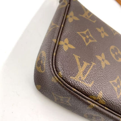 Louis Vuitton Pochette Accessoire Monogram Leather X PVC Brown Handbag Gold