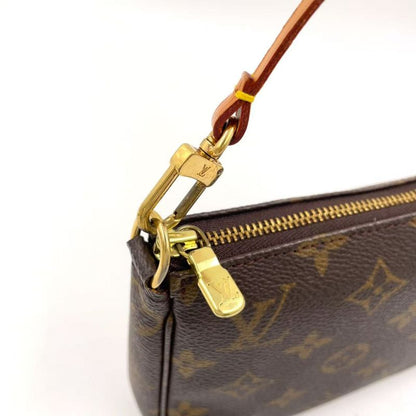 Louis Vuitton Pochette Accessoire Monogram Leather X PVC Brown Handbag Gold