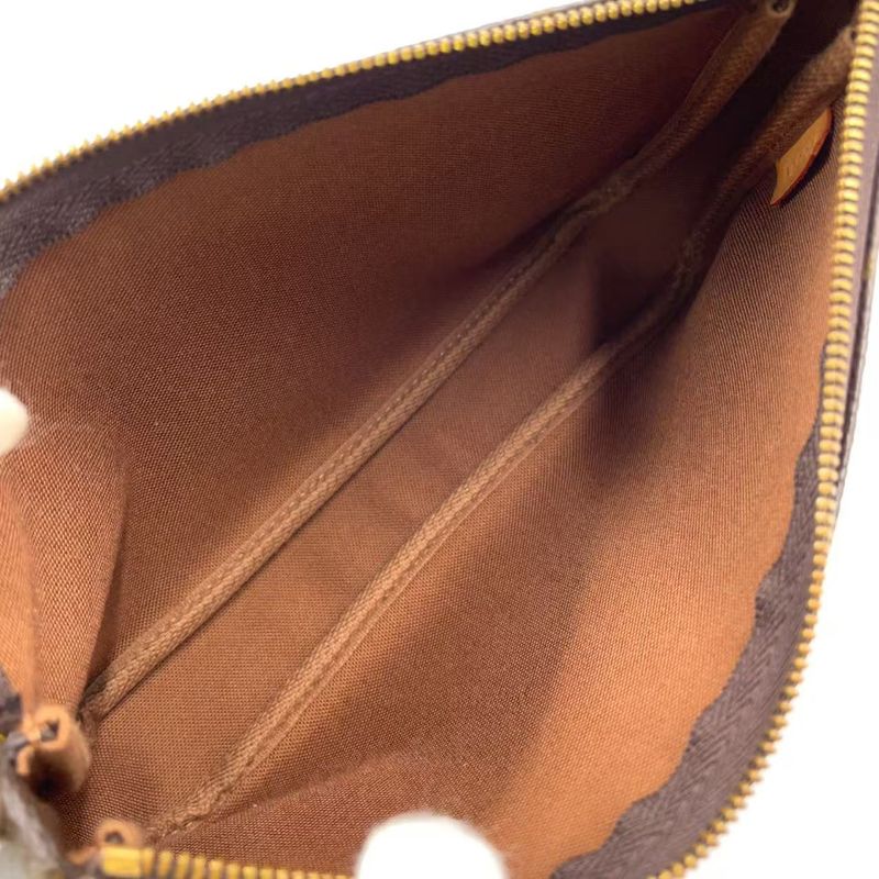 Louis Vuitton Pochette Accessoire Monogram Leather X PVC Brown Handbag Gold