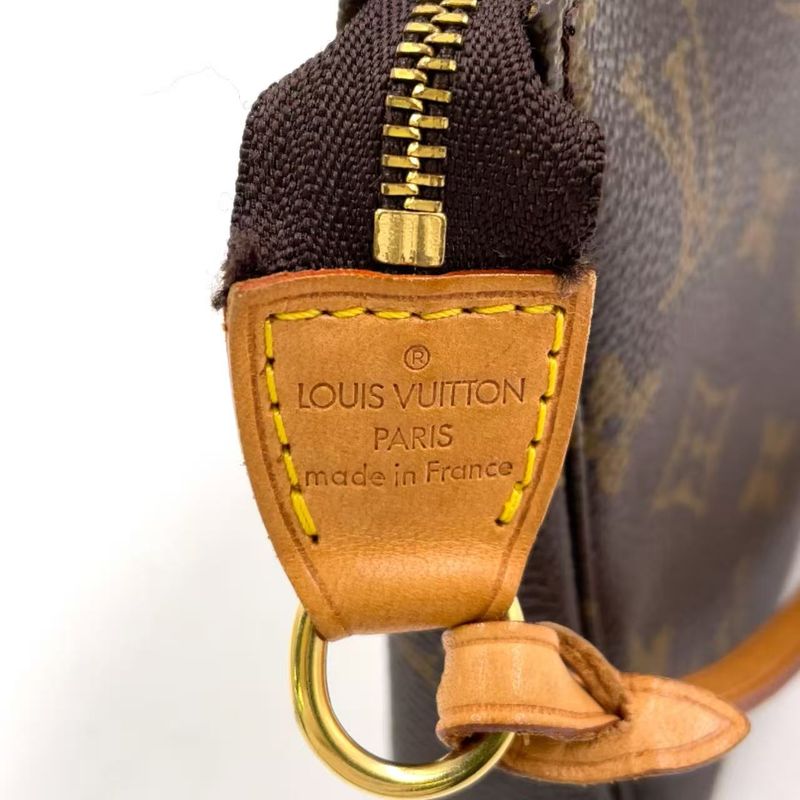 Louis Vuitton Pochette Accessoire Monogram Leather X PVC Brown Handbag Gold