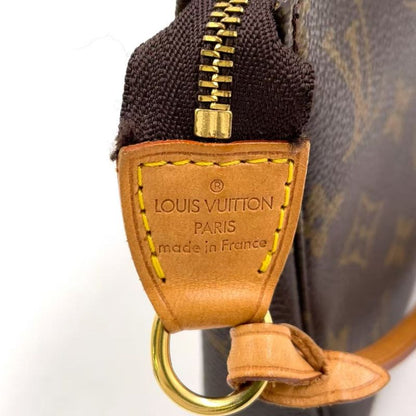 Louis Vuitton Pochette Accessoire Monogram Leather X PVC Brown Handbag Gold
