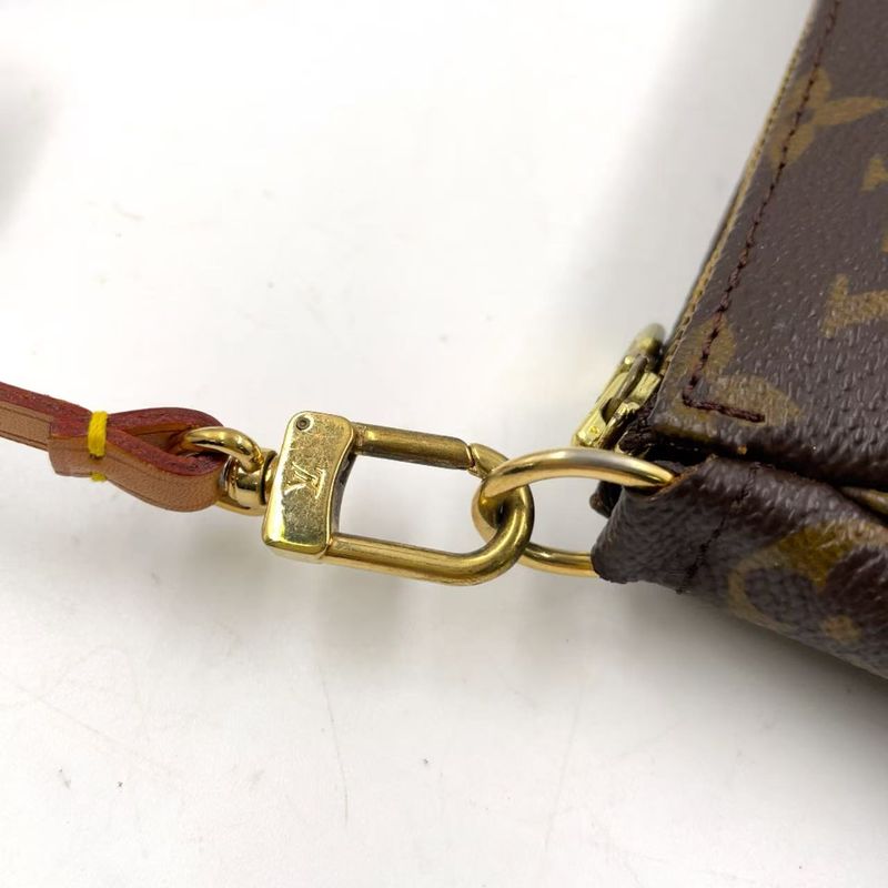 Louis Vuitton Pochette Accessoire Monogram Leather X PVC Brown Handbag Gold