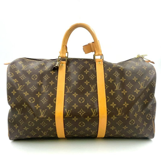 Louis Vuitton Keepall 50 Monogram Leather X PVC Brown Boston Bag Gold M41426