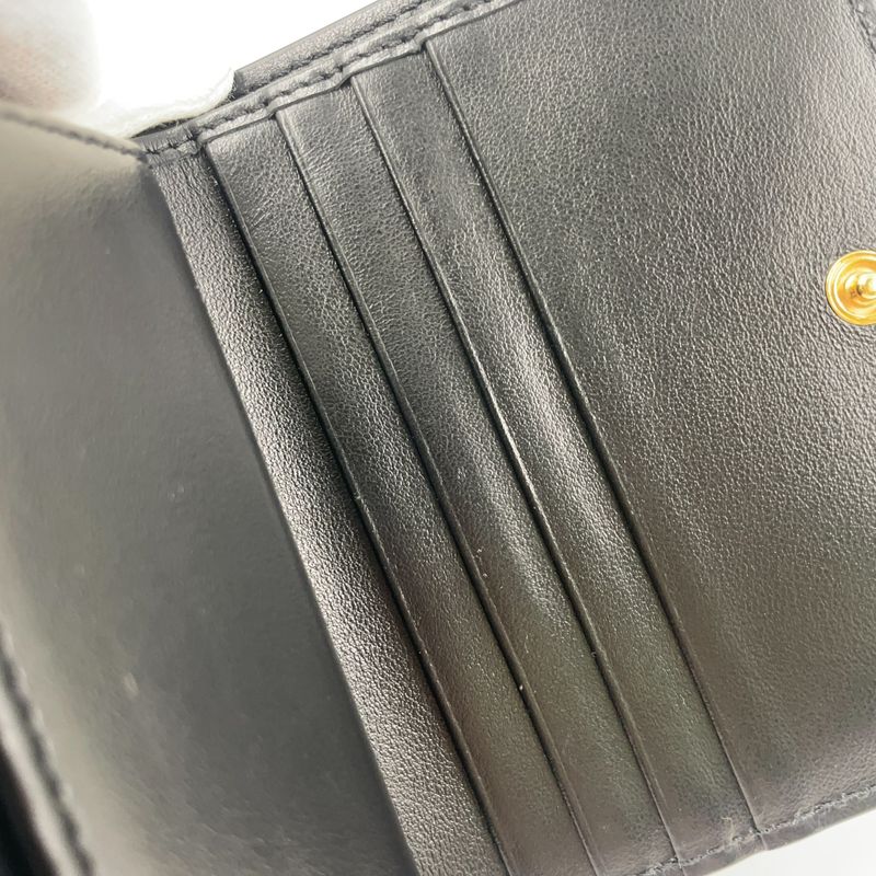 Fendi Compact Wallet Bifold Leather Black Wallet Gold 8m0387-a18b