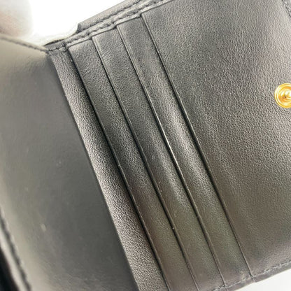 Fendi Compact Wallet Bifold Leather Black Wallet Gold 8m0387-a18b