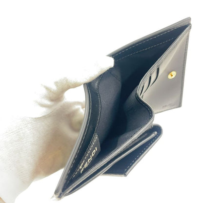 Fendi Compact Wallet Bifold Leather Black Wallet Gold 8m0387-a18b