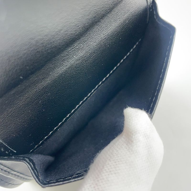 Fendi Compact Wallet Bifold Leather Black Wallet Gold 8m0387-a18b