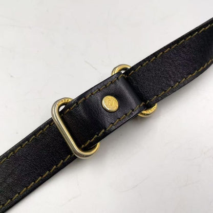 Fendi Pecan Pattern Leather × PVC Black × Beige Shoulder Bag Gold