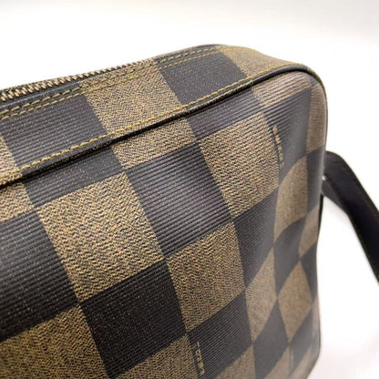 Fendi Pecan Pattern Leather × PVC Black × Beige Shoulder Bag Gold