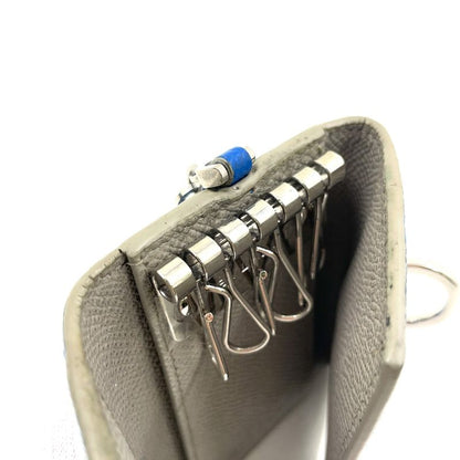 Bvlgari Clip Leather Blue Key Case Silver