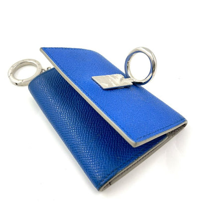 Bvlgari Clip Leather Blue Key Case Silver