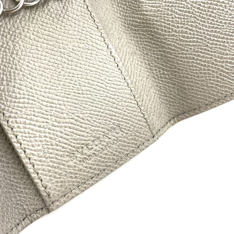 Bvlgari Clip Leather Blue Key Case Silver