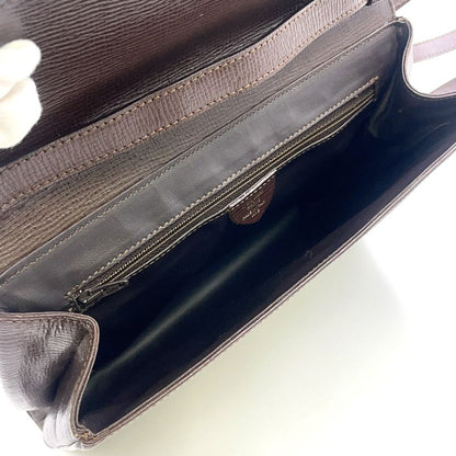 Celine Vintage Circle Hardware Logo 2WAY Clutch Leather Brown Shoulder Bag Gold