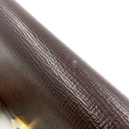 Celine Vintage Circle Hardware Logo 2WAY Clutch Leather Brown Shoulder Bag Gold