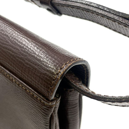 Celine Vintage Circle Hardware Logo 2WAY Clutch Leather Brown Shoulder Bag Gold