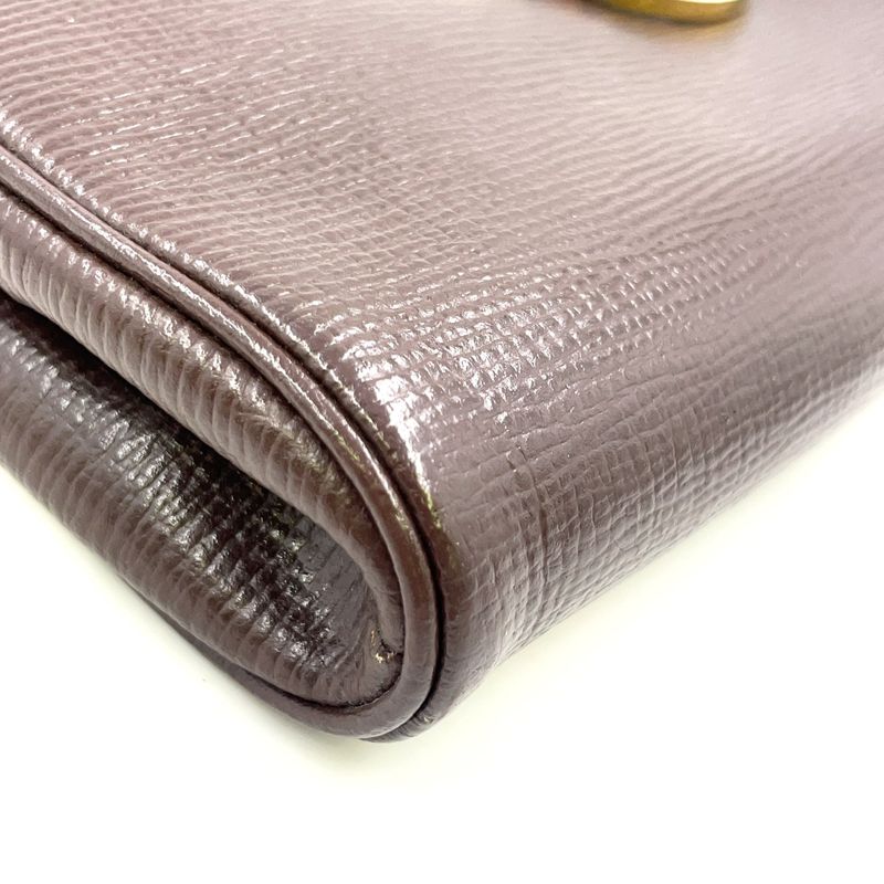 Celine Vintage Circle Hardware Logo 2WAY Clutch Leather Brown Shoulder Bag Gold